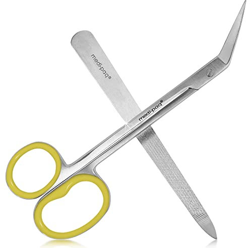 Medipaq Yellow Long Handle Scissors - Extra Leverage for Tough Toenails, 1x Scissor - SATIN
