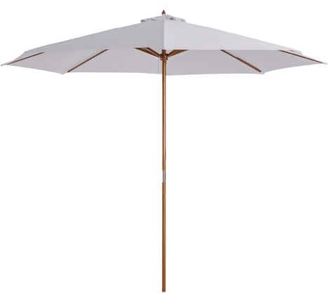 Outsunny Sombrilla Terraza Exterior Ø300 cm con Sistema de Polea Blanco