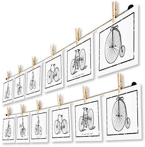 LeTOMA - Fotoseil 2x100 cm mit 2x8 Klammern inklusive patentierter Seilhalter ideal um Fotos und Postkarten schnell aufzuhängen - Fotoleine aus hochwertigem Naturhanf - Handmade in Germany