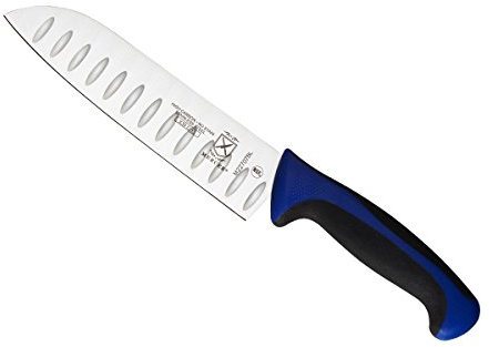 Mercer Culinary Millennia Color Handle Cutlery 7 Santoku Knife (Granton Edge) Blue