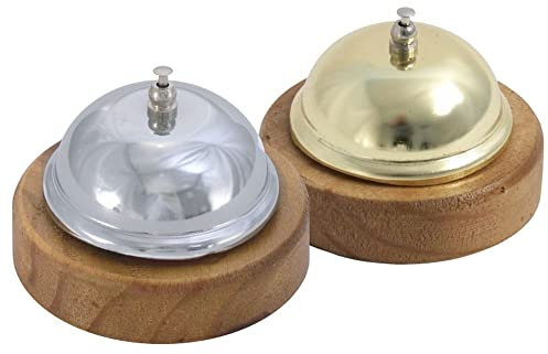 Contacto Rezeptionsglocke auf Holzfuß aus Chrom