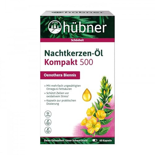 Nachtkerzen-Öl Kapseln 500mg | Zur Ergänzung der Haut- und Körperpflege von innen und bei Allergien | Enthält mehrfach ungesättigte Omega-6-Fettsäuren | Praktische Kapsel-Form | Vegan