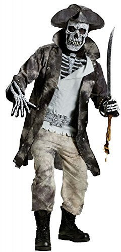 Herren Kostüm Ghost Pirate 3D Halloween Totenkopf-Maske böse Horror Geist Pirat, Größe:L/XL
