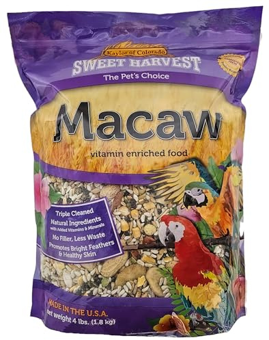 Sweet Harvest Macaw Bird Food, 4 lbs Bag - Seed Mix for Macaw Parrots