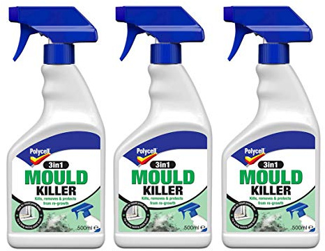 3X Polycell 3-in-1 Mould Killer Spray, 500 ml