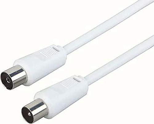 SCHWAIGER - KVK230 052 - Antenna Connection Cable 75 dB | 3.0 m | White | IEC Plug > IEC Female | Double Shielding | 75 Ohm | Digital | HDTV | DVB-C/DVB-T2