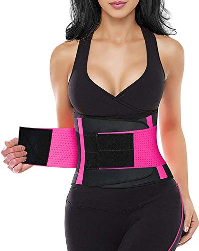 YIANNA Women Waist Trainer Belt - Slimming Sauna Waist Trimmer Belly Band Sweat Sports Girdle Belt Weight loss,YA8002-Rose-L