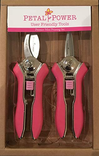 Petal Power Ladies Gardening Mini Pruner Secateurs Set - Two Razor Sharp Pink Bypass Secateurs - Trimmer - Best Gardening Gift for Women. Buy NOW!