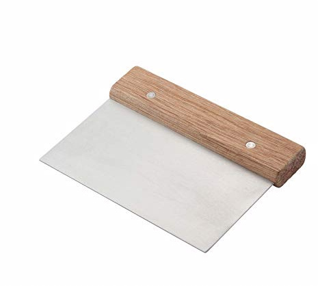 Winco Stainless Steel Dough Scraper with Wood Handle