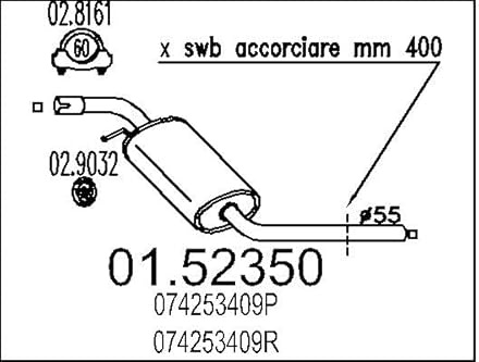 MTS 01.52350 Silencieux intermédiaire