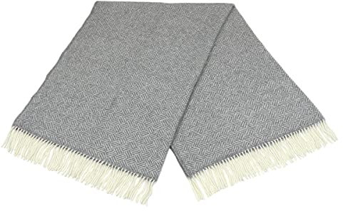 Klippan: Creme-graue Wolldecke 100% Lambswool, 130x200m