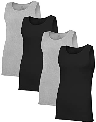 Fruit of the Loom Men's Premium Tag-Free Cotton Undershirts (Regular and Big & Tall), Tank-4 Pack-Assorted, XL (Pack of 4)
