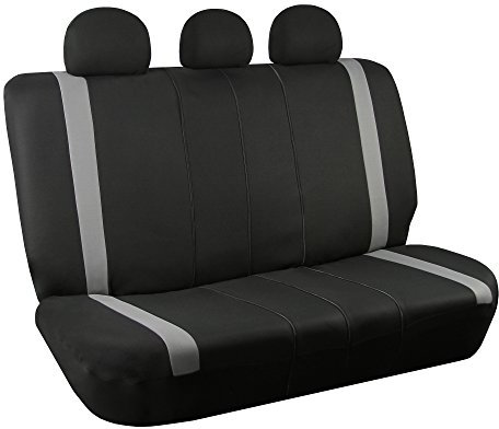 FH GROUP Car Seat Cover for Back Seat Cloth - Universal Fit Rear Seat Covers for Cars with Rear Split Bench, Car Seat Protector for Dogs, Car Interior Accessories for SUV, Sedan and Van Gray