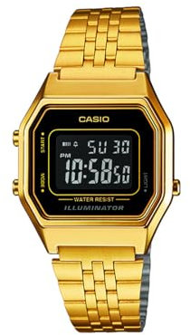 Casio Ladies LA680WGA-1B Gold Metal Quartz Watch, Gold, Digital