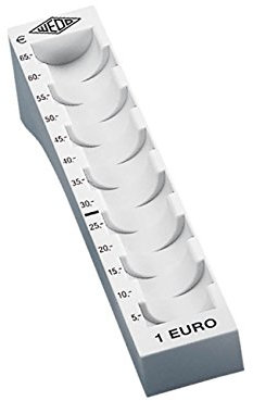 Wedo 160710037 Münzrille (1 Euro, Kunststoff für 65 Münzen mit Markierungen 18 x 4,5 x 3,58 cm) lichtgrau