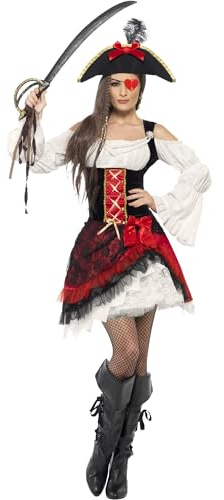 Smiffys Traje de dama pirata glamurosa, con vestido y sombrero Halloween, Carnaval