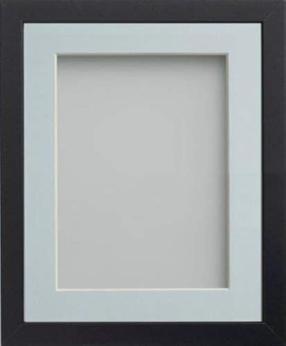 Frame Company Allington Black A3 Frame with Light Blue Mount for A4 | Fits a A4 image with mount or a A3 image without mount, Frame size A3, Overall approx 18.1x13.3, Real Glass Front