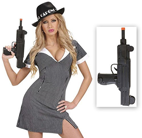 NET TOYS Uzi Spielzeug Pistole mit Sound Gewehr Immitat Spielzeuggewehr Maschinenpistole Attrappe Kostüm Zubehör Soldat Gangster Mafia