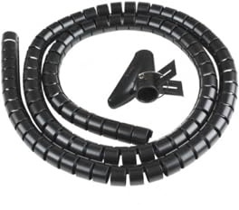 VulTech SN21505 Avvolgicavo a Spirale Flessibile 1,5 m – Guaina Protettiva per Cavi di PC, TV, Home Theatre, Nero ∅0.98, Include Fermaglio Guidafilo, Anti-groviglio e Anti-morso
