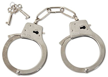Menottes en métal 2 clés déguisement carnaval police adulte frise 58389