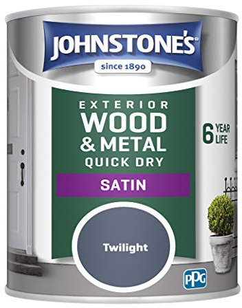 Johnstone's - Quick Dry Satin - Twilight - Satin Finish - Exterior Wood & Metal - Resistant to cracking & peeling - 6 years of life - 12m2 Coverage per Litre - 0.75 L