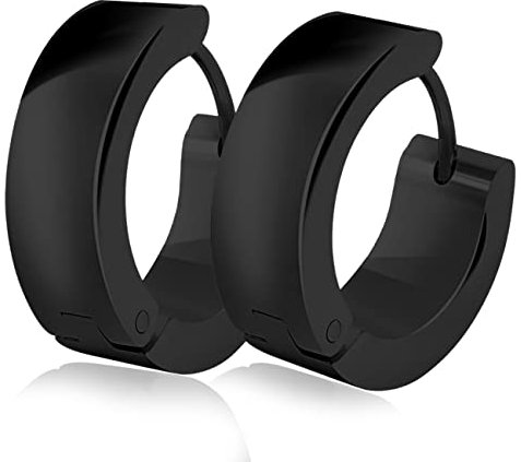 Soul-Cats 1 Paar Creolen aus Edelstahl in schwarz, Ø 20mm / 7mm breit