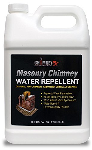 ChimneyRx 300119 Masonry Chimney Water Repellent - Siloxane Based, Non-Film-Forming, Breathable, and Transparent Waterproof Coating for Brick Chimneys & Other Vertical Surfaces - 1 Gallon