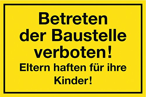 Metafranc Hinweisschild Betreten der Baustelle verboten! - 400 x 250 mm / Beschilderung / Verbotsschild / Zutrittsverbot / Privatgrundstück / Baustellenkennzeichnung / Gewerbekennzeichnung / 500470