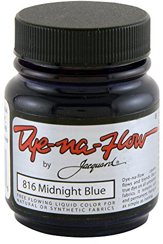 Jacquard Dye-Na-Flow Liquid Fabric Paint, Midnight Blue Acrylic Ink for Silk Painting and Tie Dye, Permanent Textile Colour for Multiple Surfaces, 66.5ml