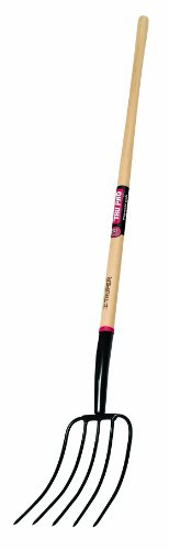 Truper Tru Pro 5-Tine Manure Fork, 54-Inch Premium White Ash Wood Handle, Forged Steel Head, Heavy-Duty Agricultural & Farm Tool (Model BPJ-5E / 30314)
