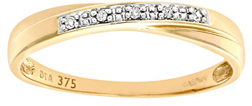 Naava Women's 9 ct Yellow Gold Diamond Wedding Band, Size L