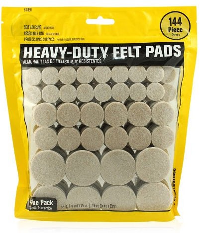 Smart Surface 8850 Heavy Duty Self Adhesive Furniture Felt Pads 3/4-Inch, 1-Inch & 1-1/2-Inch Round Oatmeal 144-Piece Value Variety Pack in Resealable Bag