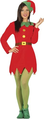 GUIRMA | Disfraz de Elfa Adulta (38-40/M) - Gorro y Vestido - Disfraces de Navidad, Cuentos y Hadas para Fiestas de Año Nuevo y Celebraciones - Ideal para Mujeres - Rojo y Verde