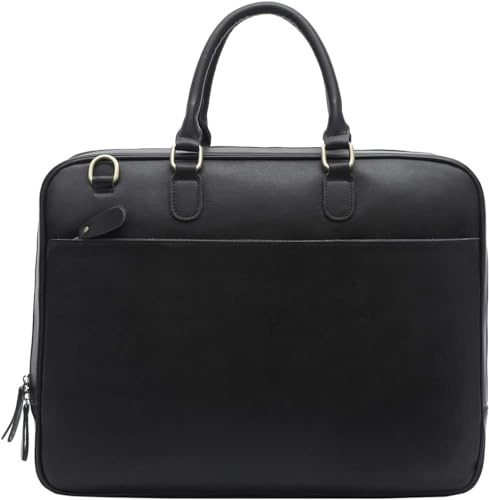 Leathario Genuine Leather Laptop Briefcase for Men, 14-Inch Business Messenger Bag, Men's Crossbody Shoulder Bag