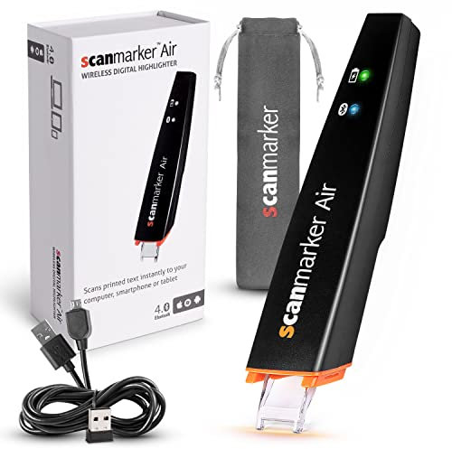 Scanmarker Air Lápiz Escáner- Lector y Destacador OCR Digital - Inalámbrico (Mac Win iOS Android) (Negro)