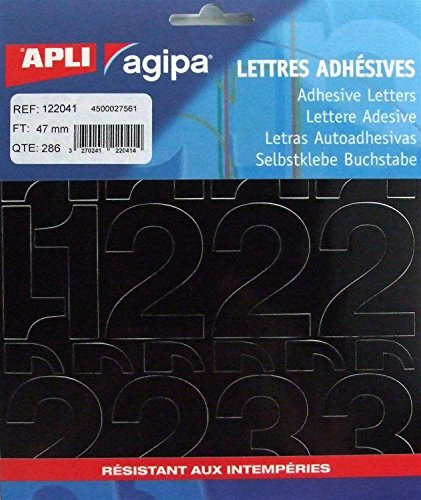 AGIPA Pochette 286 Chiffres adhesifs 47 mm Noir