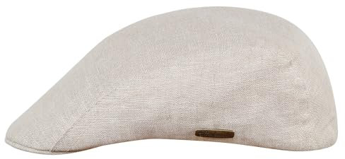 Sterkowski Gecko Schiebermütze Sommer | 100% Leinen Mütze Herren Und Damen | Italienische Peaky Style Lässige Retro Gentleman Gatsby Flatcap Sonnenhut Trendmütze Golf Cap Beige 59