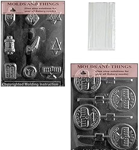 Happy Chanukah Candle lolly Jewish assortment Chocolate Candy Mold With © Molding Instruction