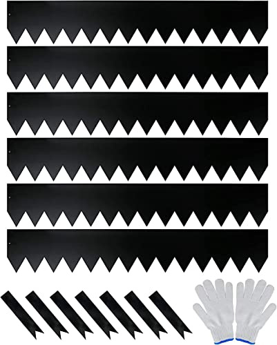 Worth Garden 6-Pack Galvanized Steel Landscape Edging with Black Powder Coating - 40 L x 6.5 H - Hammer-in 16-Gauge Metal Border Separator Strips with 7 Clips - Edge for Lawn Yard (20Ft Total)