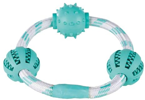 Trixie 33704 Denta Fun Seilring m. Bällen, Mintfresh, Naturgum., ø 20 cm/ø 5 cm