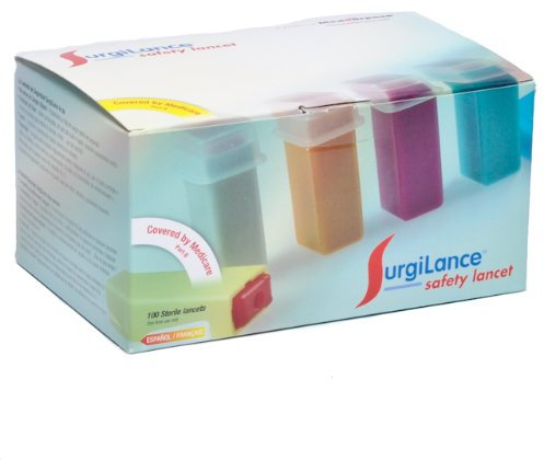 Surgilance Self Retracting Lancet Orange 2.2mm 100/bx