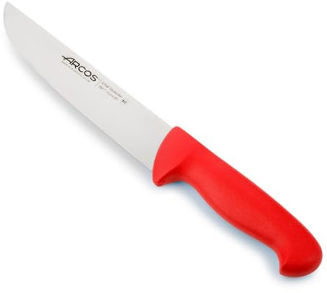 Arcos Fleischermesser mit Nitrum Edelstahlklinge 20 cm - Professionelles Küchenmesser zum Schneiden von Fleisch, Fisch und Gemüse - Ergonomischer Griff aus Polyoxymethylen, Serie 2900, Farbe Rot