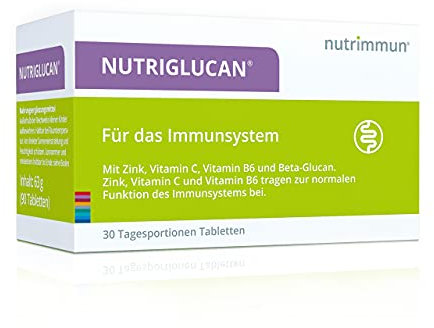 NUTRIGLUCAN® I made by nutrimmun I Für 30 Tage I Beta-Glucan I Zink I Vitamin C I Vitamin B6 I Tabletten I Vegan I Glutenfrei I Laktosefrei I Laborgeprüft