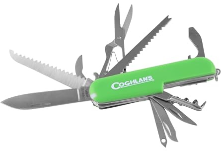 Coghlan's 11-Function Camp Knife with Stainless Steel Blade, Compact Folding Multi Tool for Camping, Survival, Outdoor Adventures, Portable and Durable Design,