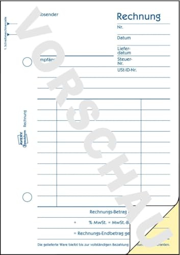 AVERY Zweckform 20 x Formularbuch Rechnung A6 hoch selbstdurchschreibend VE=2x40 Blatt