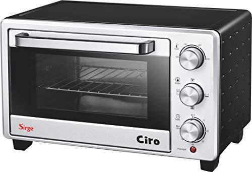 Sirge FORNO20L Mini - Ofen 20 Liter 1380 Watt mit Timer Mini Backofen Pizzaofen DOPPELGLAS (A13) und Anti-Verbrühungsgriff - 60 Minuten Timer - Einstellbarer Thermostat: 100-250C