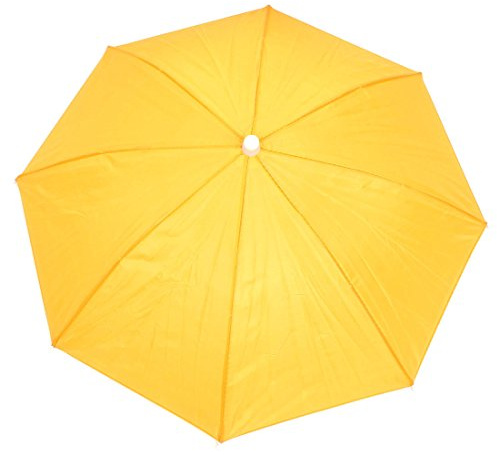 uxcell Outdoor Fishing Headwear Polyester Canopy Umbrella Hat Cap Yellow