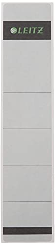 Leitz Étiquettes Self Adhesive pour Classeurs à Levier Couverture Papier et Dos 50 mm, Étroit, Court, 39 x 192 mm, Papier, 16430085, Gris, Lot de 10 Étiquettes