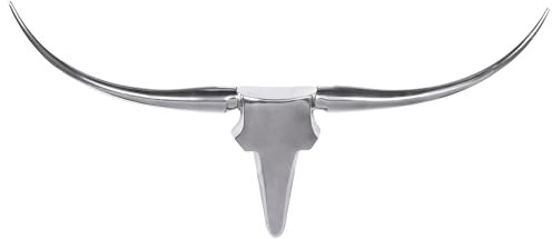 Wohnling Deko Geweih Bull M WL1.245 Silber 100 cm Aluminium Design Hörner, Wanddekoration Stierkopf Horn Modern, Wandskulptur Geweih-Jagdtrophäe Metall, Longhorn Wandschmuck Groß