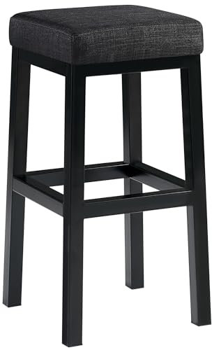 CLP Barhocker Taylor I Sitzhöhe 78 cm I Gepolsterter Barstuhl mit Stoffbezug I Tresenhocker mit schwarzem Metallgestell, Farbe:dunkelgrau